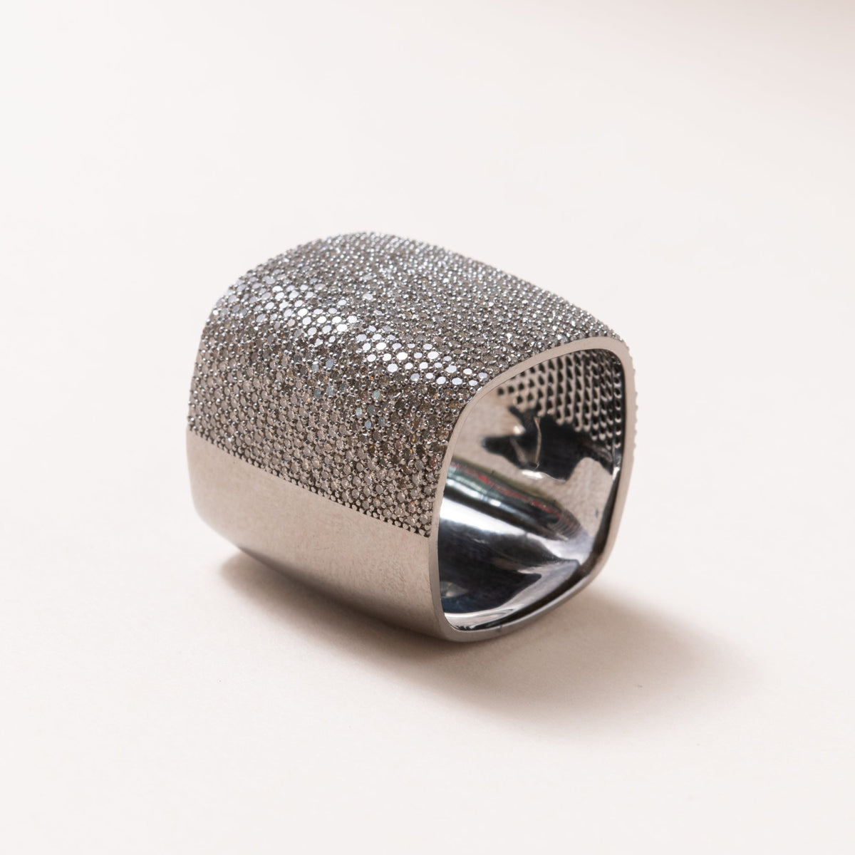 Silver & Pave Diamond Ring