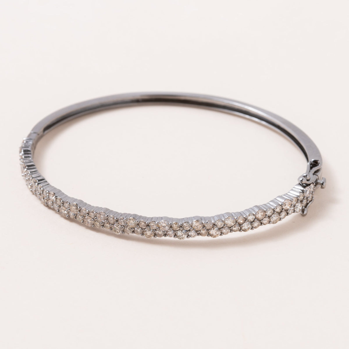 Oxidized Silver & Diamond Bangle