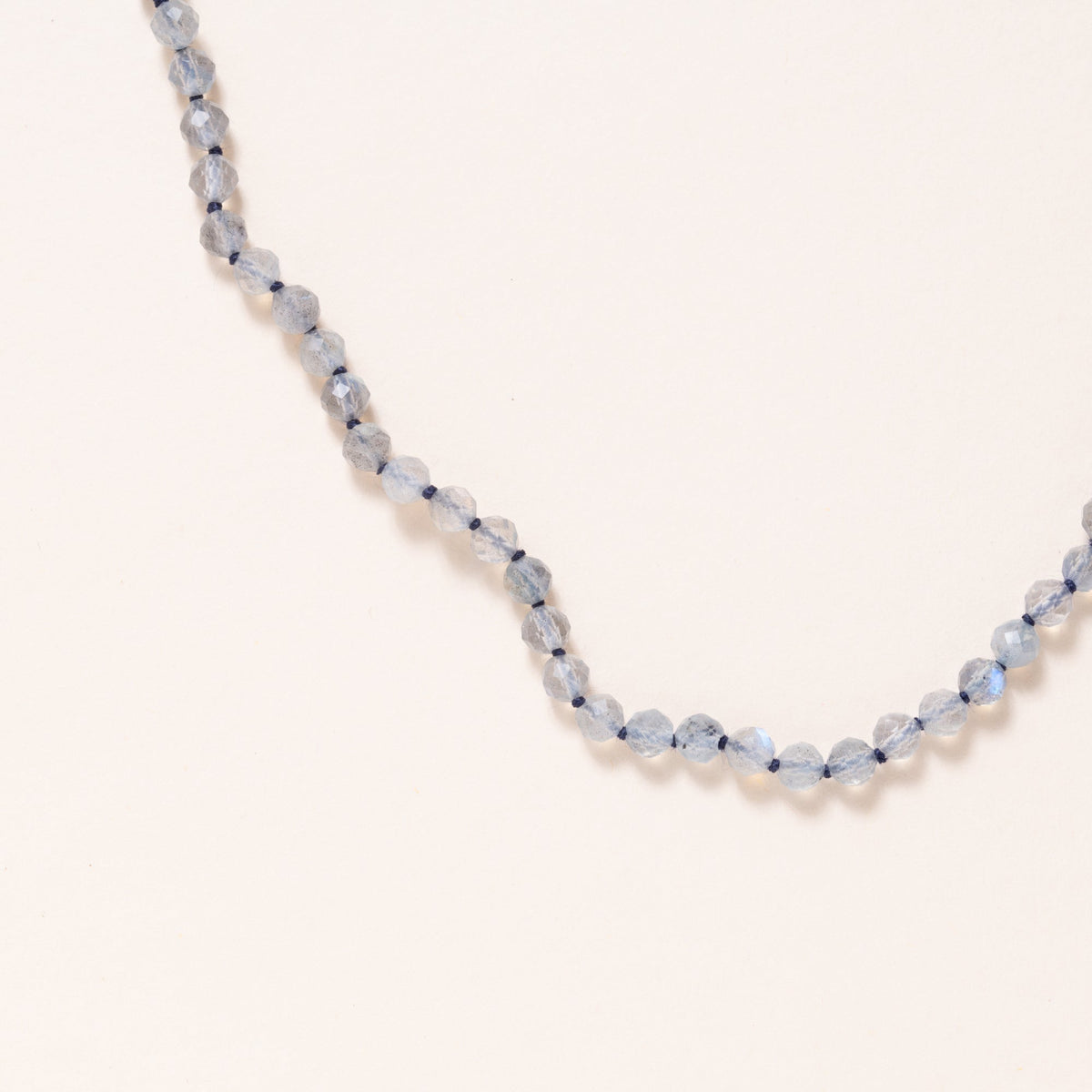 Hand Knotted Labradorite with Silver Pave Diamond Clasp Necklace
