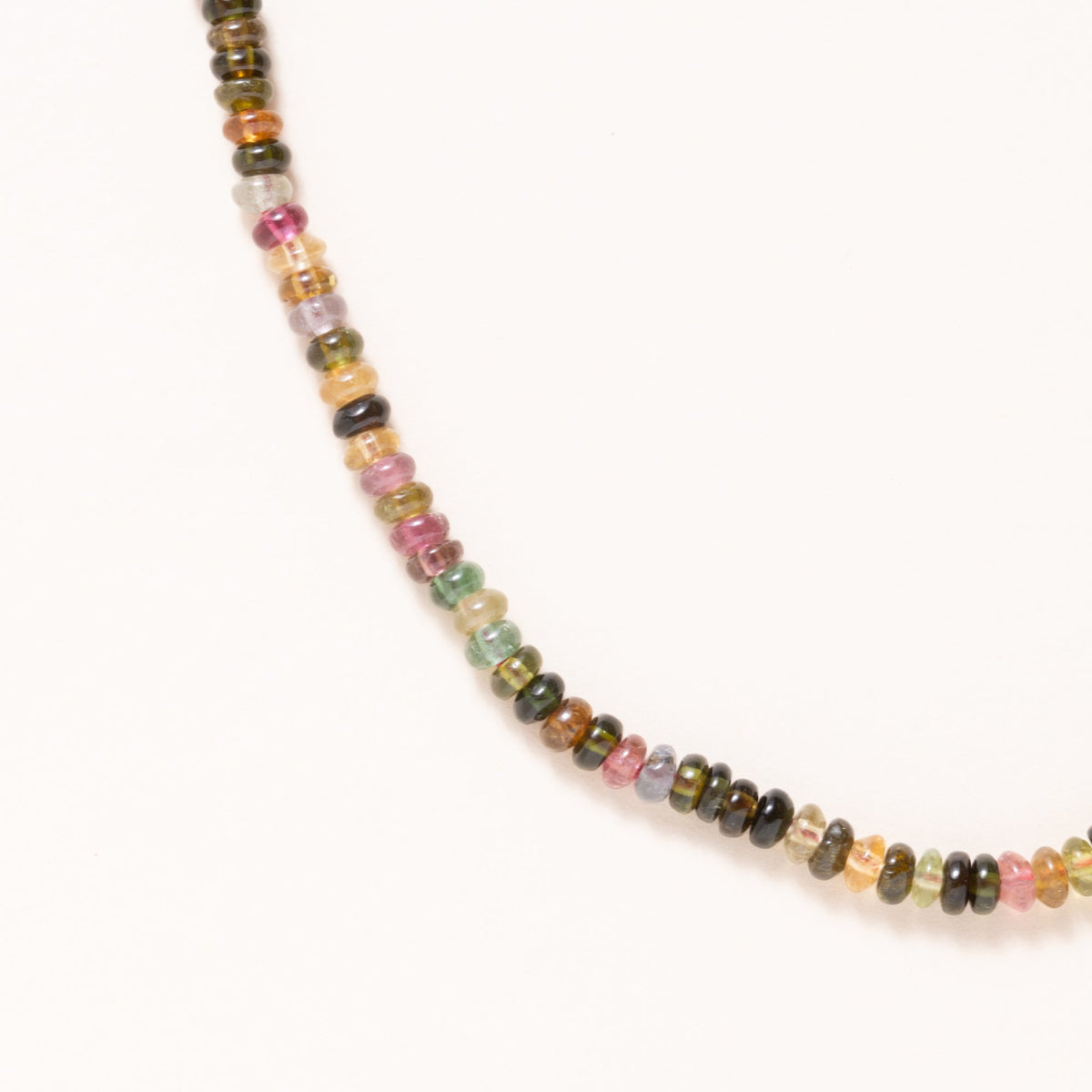 Hand Knotted Mixed Tourmaline Rondelle Beads with Silver Pave Diamond Clasp Necklace