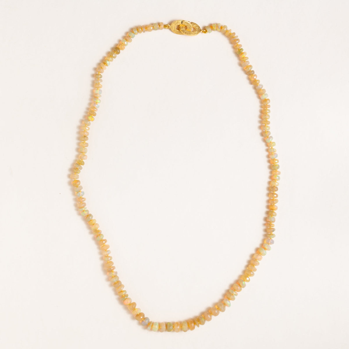 Ethiopian Honey Opal Hand-Knotted Necklace with Gold Filled Clasp