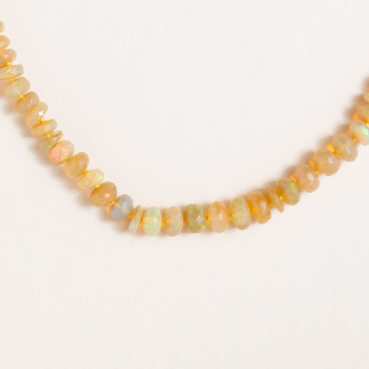 Ethiopian Honey Opal Hand-Knotted Necklace with Gold Filled Clasp
