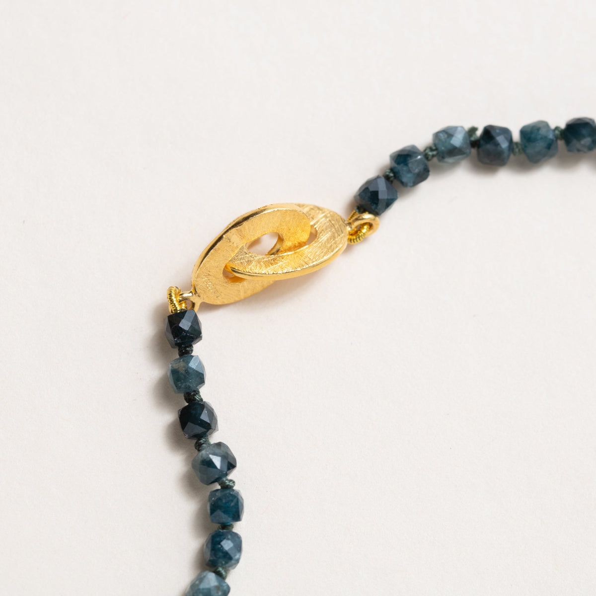 Blue Topaz Hand-Knotted Necklace with Gold Filled Clasp