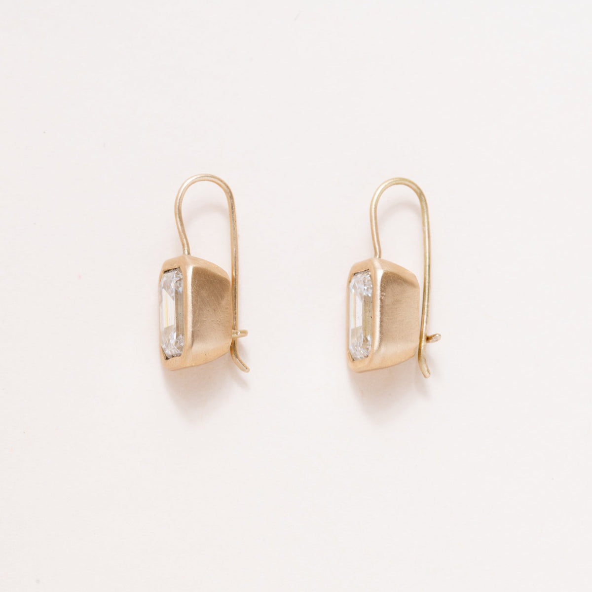 2 carat each Emerald Cut Lab Diamond Earrings set into 18K Gold