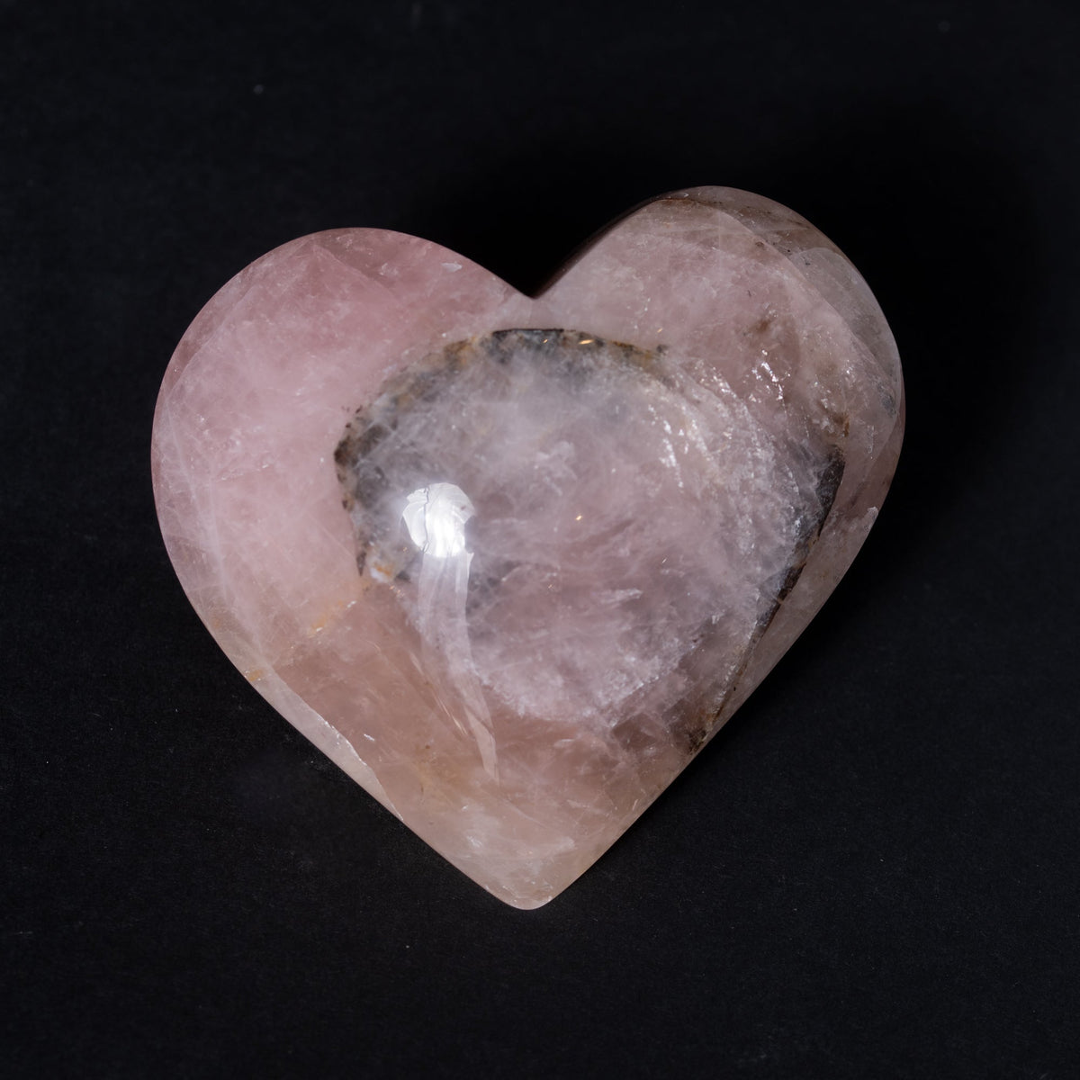 Rose Quartz Heart (Pink & Black), 1.3kg