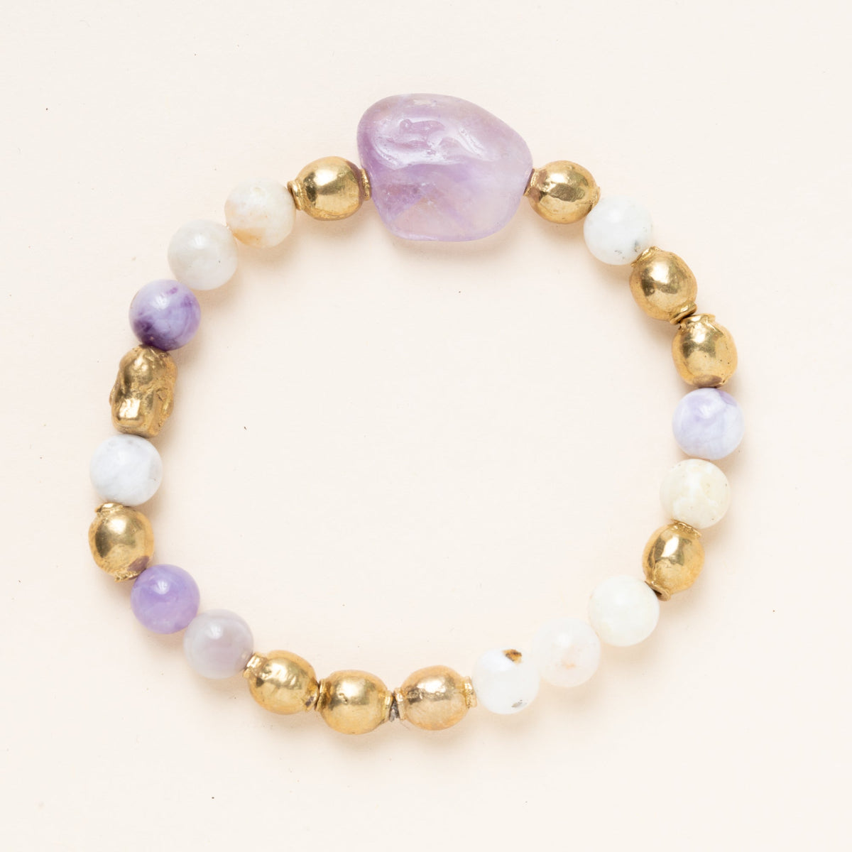 Brass, Mexican Opal & Amethyst Bracelet