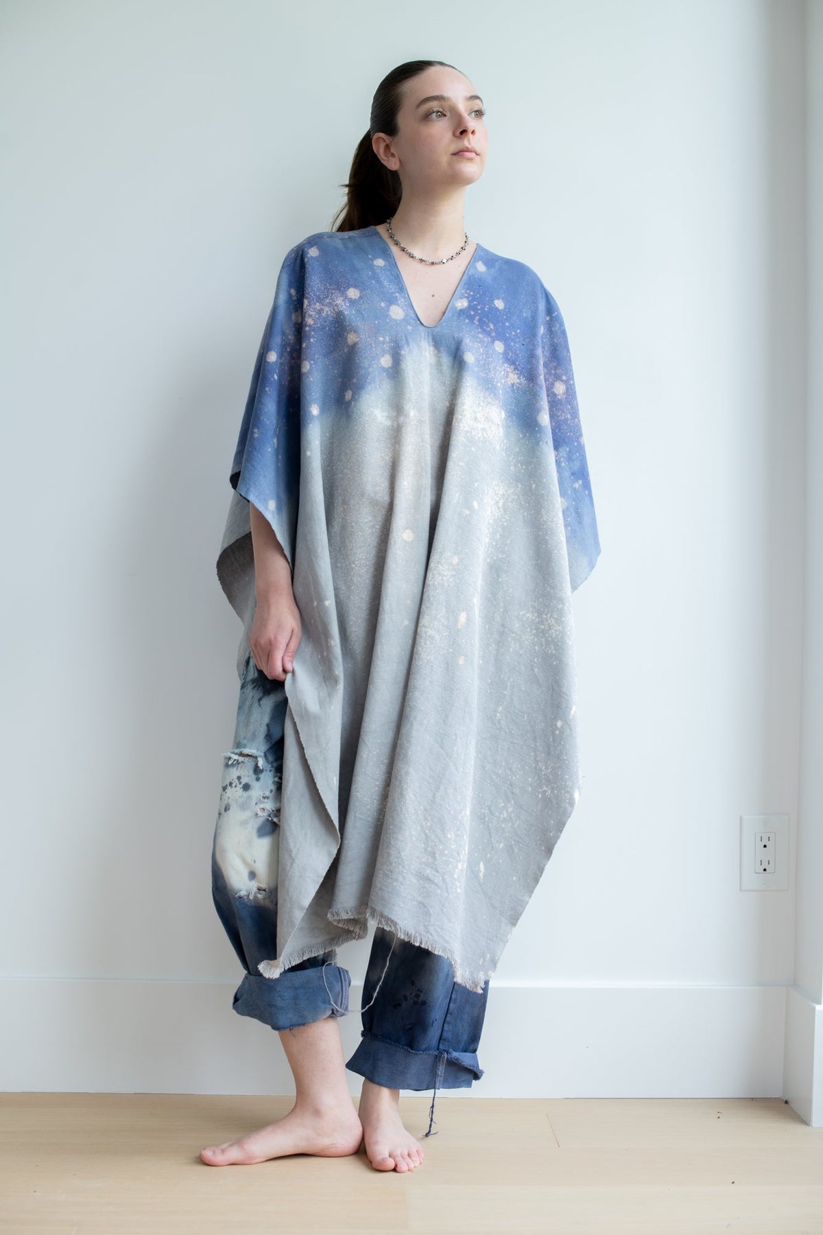 Hand Dyed Cotton/Linen Poncho