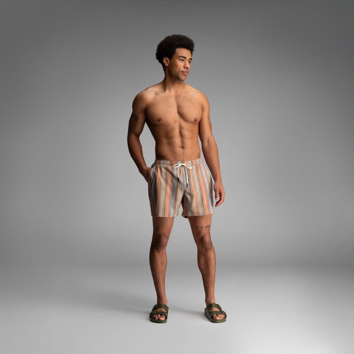 Shoreline 5" Short 2N1: Ikat Stripe - Beige