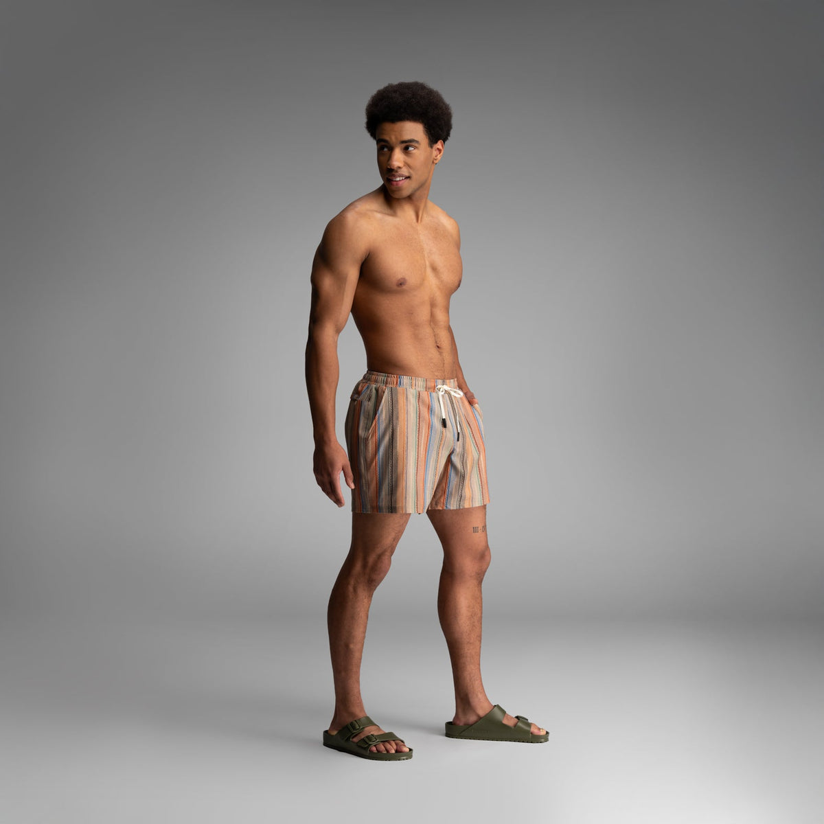 Shoreline 5" Short 2N1: Ikat Stripe - Beige