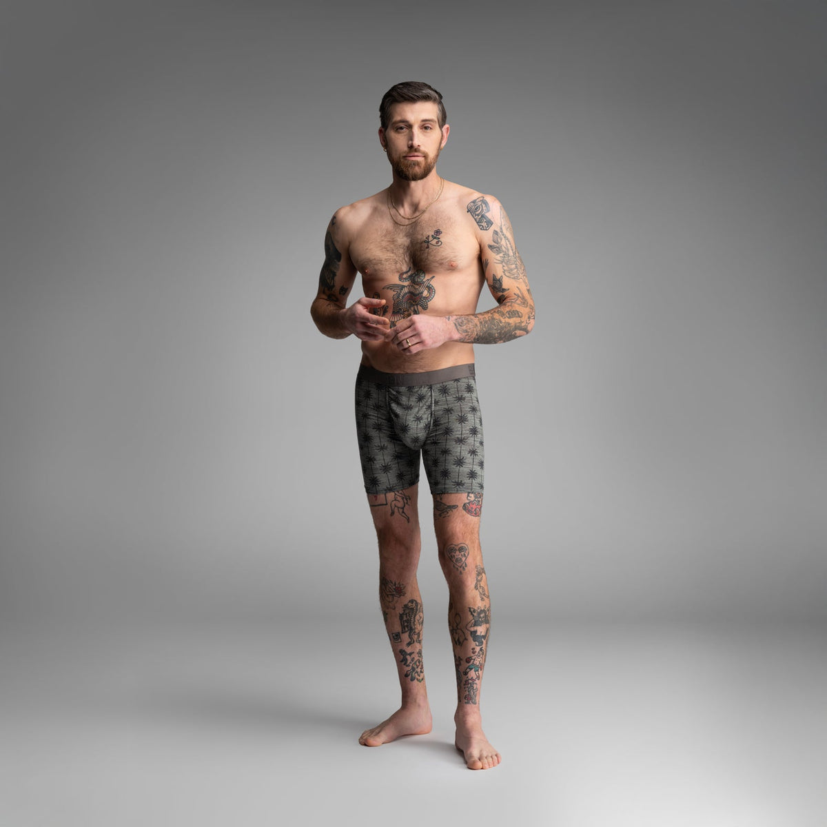 Classic Boxer Brief : Palm Stripe - Jadeite Green