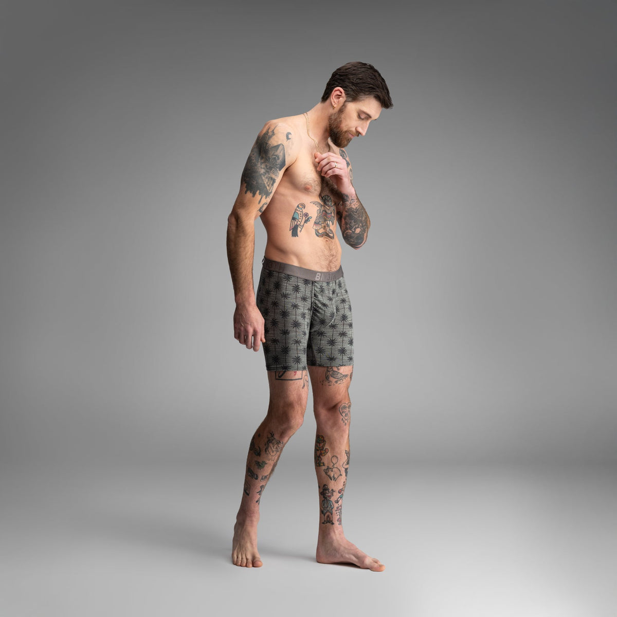 Classic Boxer Brief : Palm Stripe - Jadeite Green