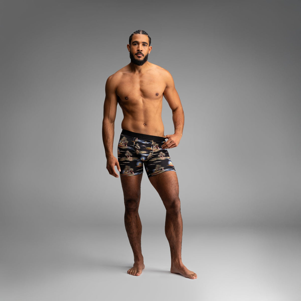 Classic Icon Boxer Brief: Tropical Landscape - Black
