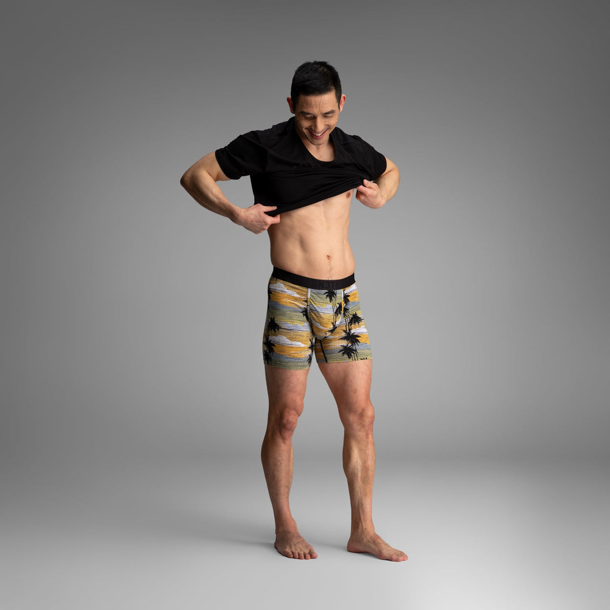 Essentials Boxer Brief: Palm Tree Horizon - Slate