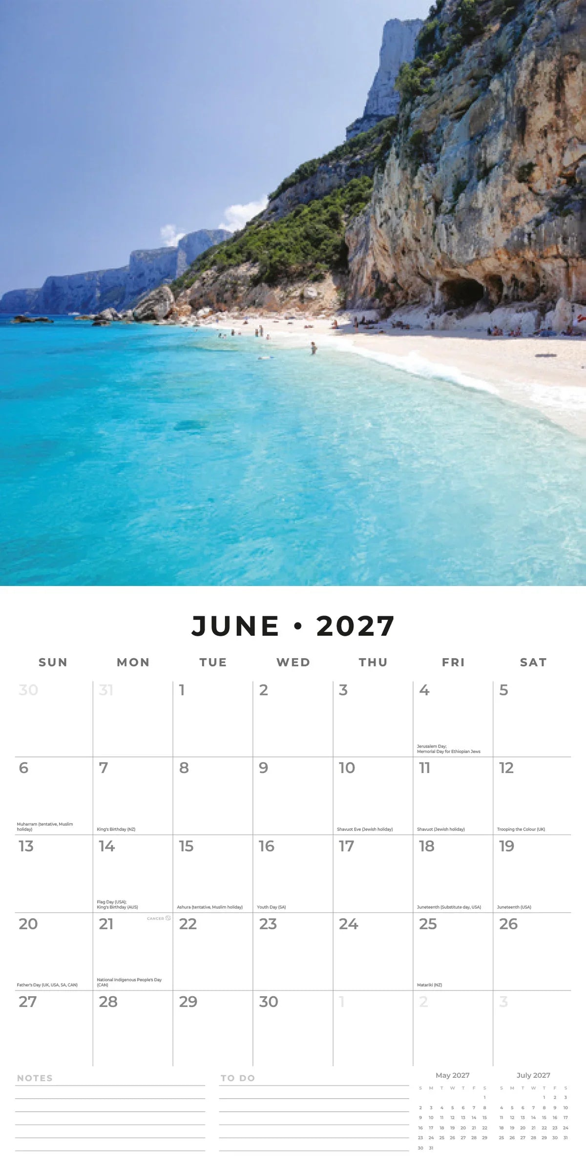 2027 Square Wall Calendar Beach Life (RR271295)