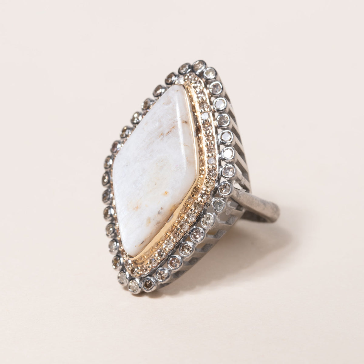 Diamond Shaped Moonstone Ring