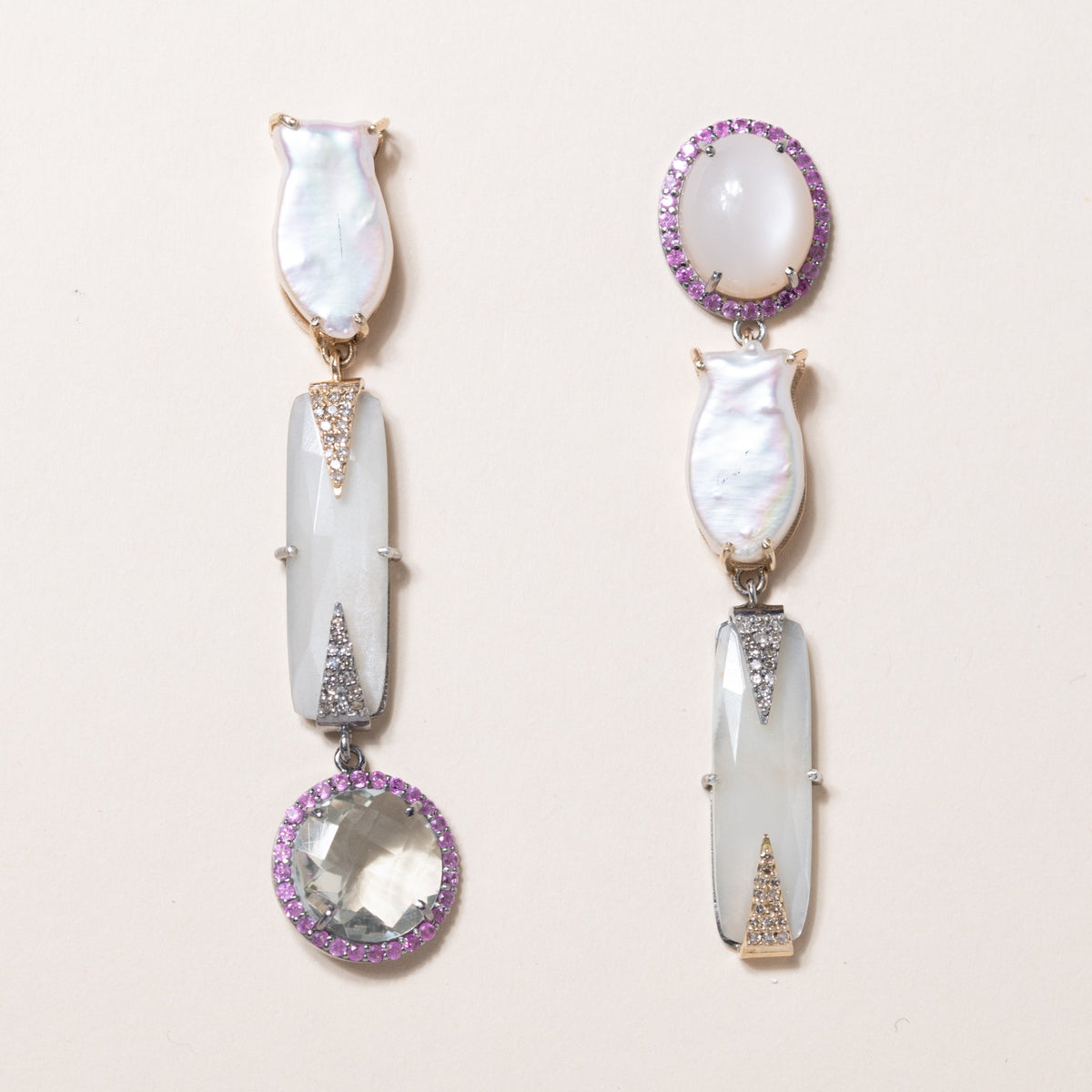 Moonstone, Pearl & Crystal Earrings