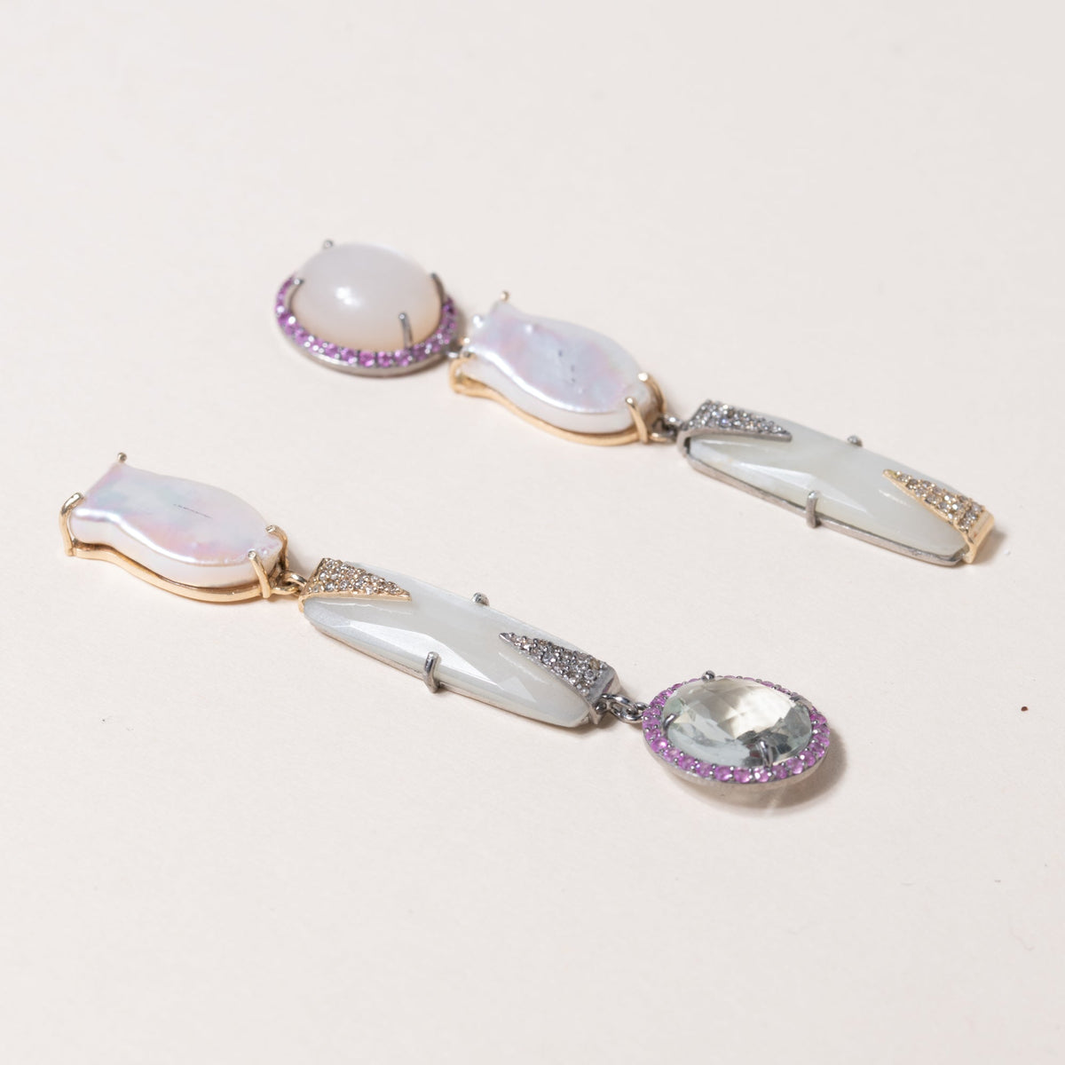 Moonstone, Pearl & Crystal Earrings