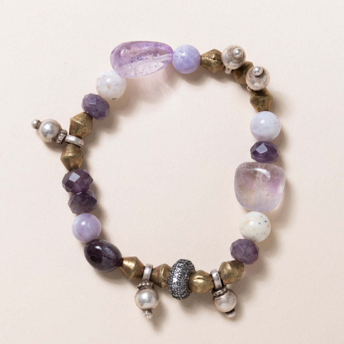 Amethyst, Brass, Vintage Silver & Diamonds