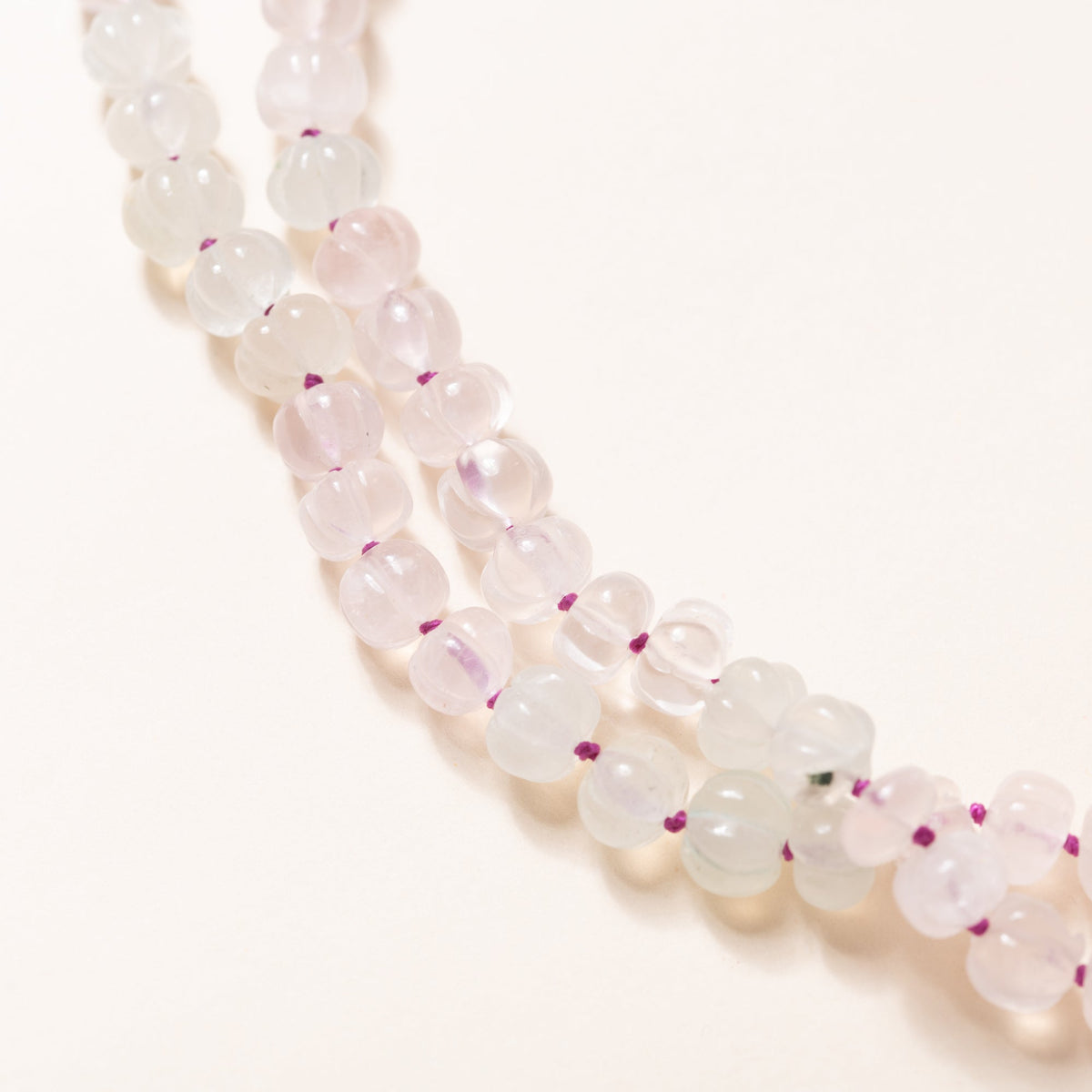 Carved Fluorite Mala with Crystal Guru Bead