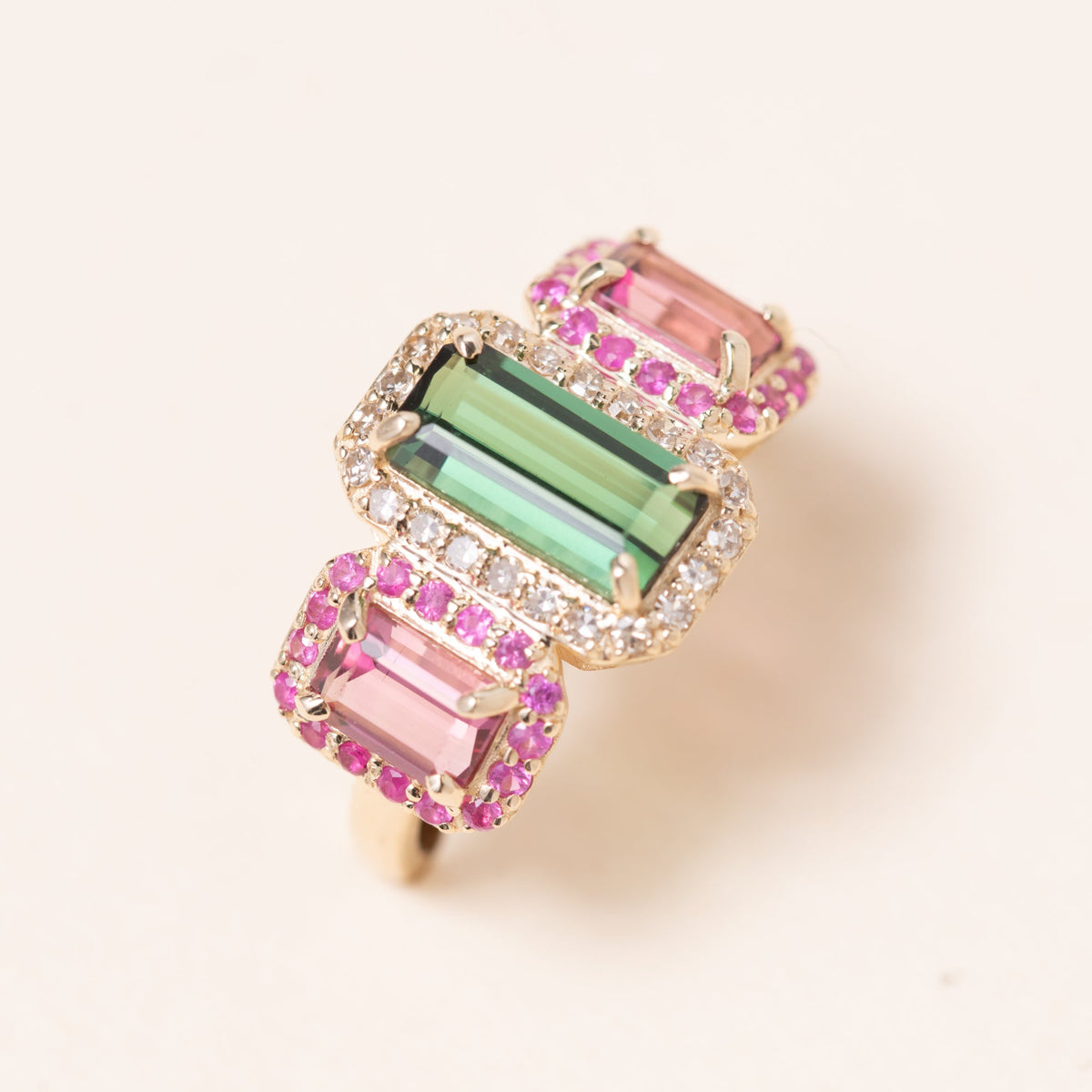 Pink & Green Tourmaline Ring