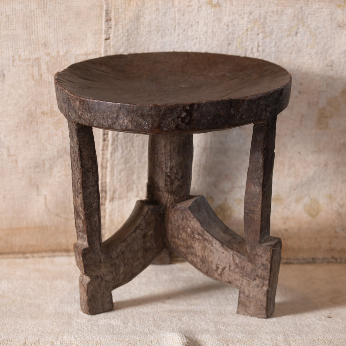 Ethiopian Hand Carved Wooden Stool 2