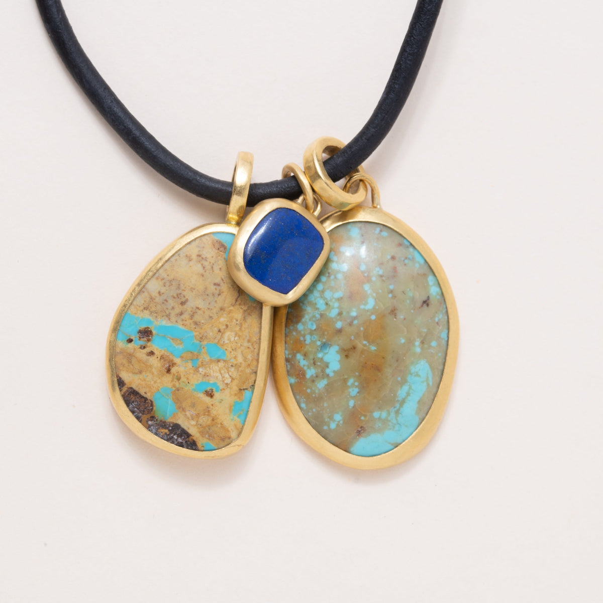 Large Royston Turquoise Pendant set into 22K gold