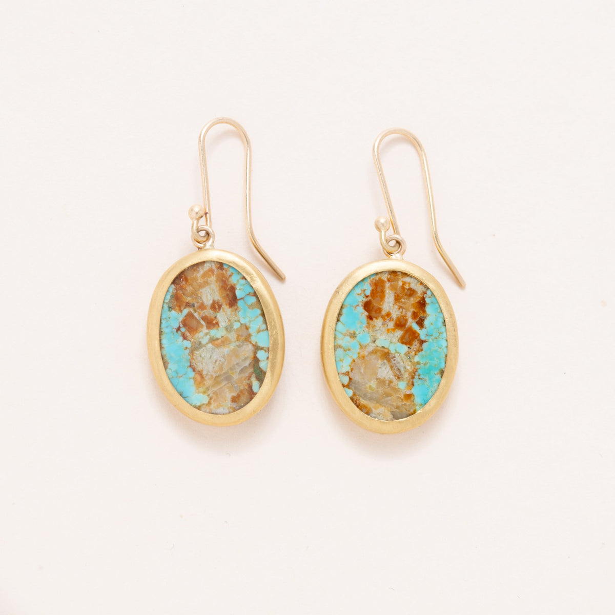 Royston Turquoise Earrings Oval set in to 22K gold