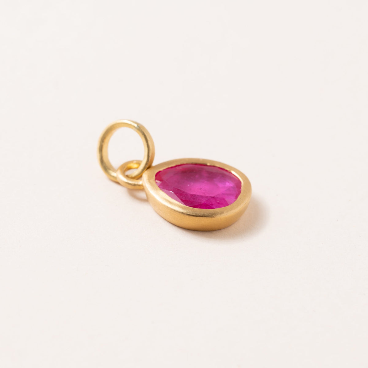 Hot Pink Sapphire Pendant Small Cushion Shape set into 22K Gold Small