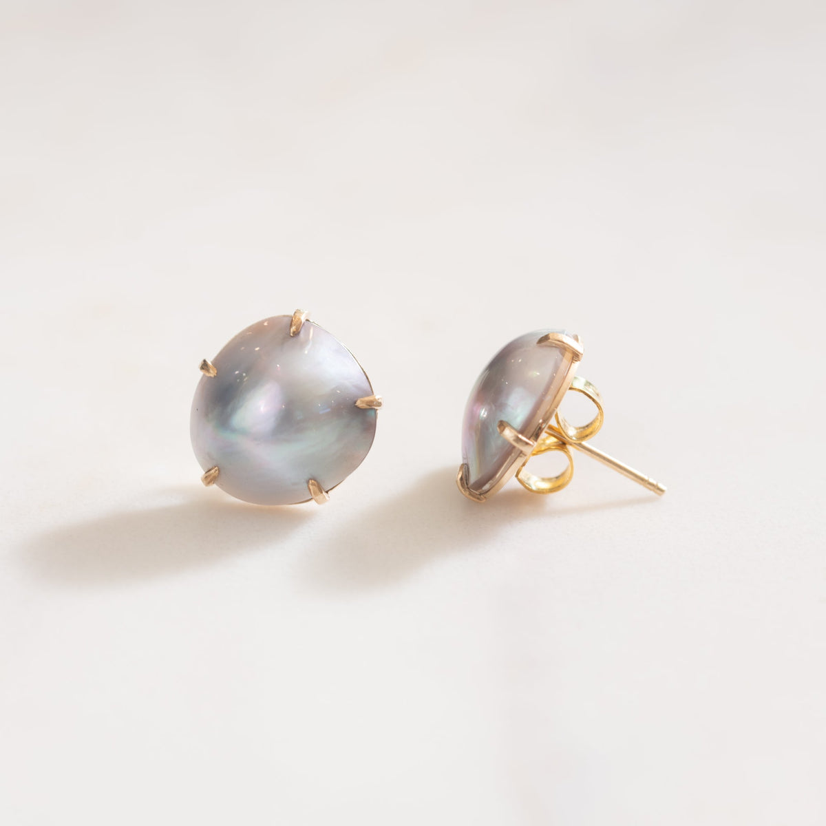 Mabe Pearl & 14K Gold Stud Earrings