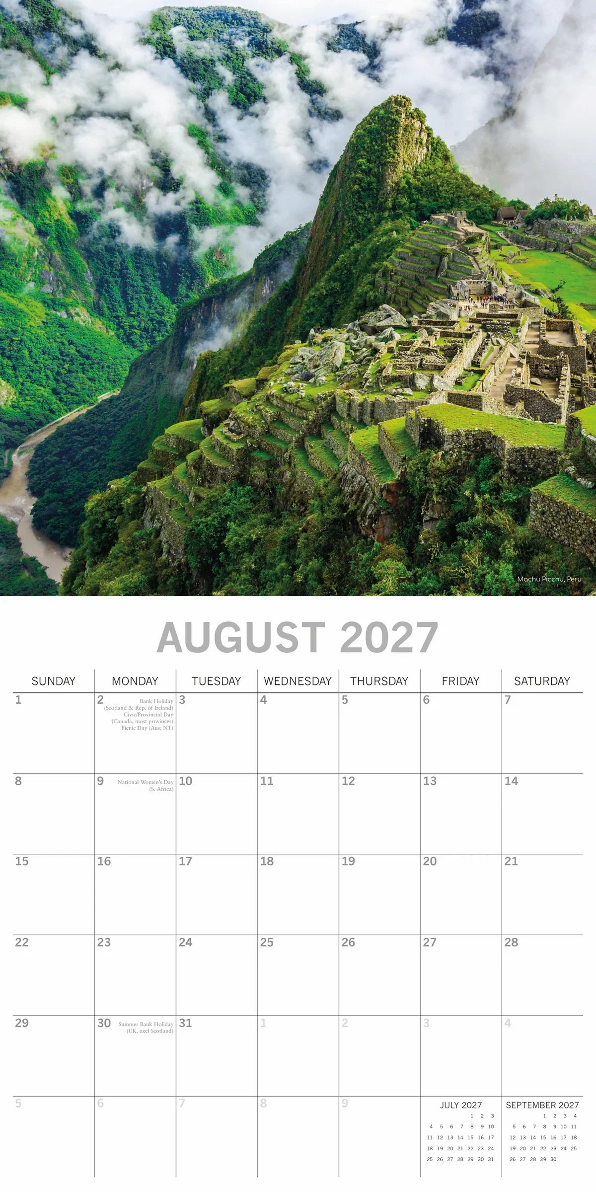 2027 Square Wall Calendar Wonders of the World (RR271349)