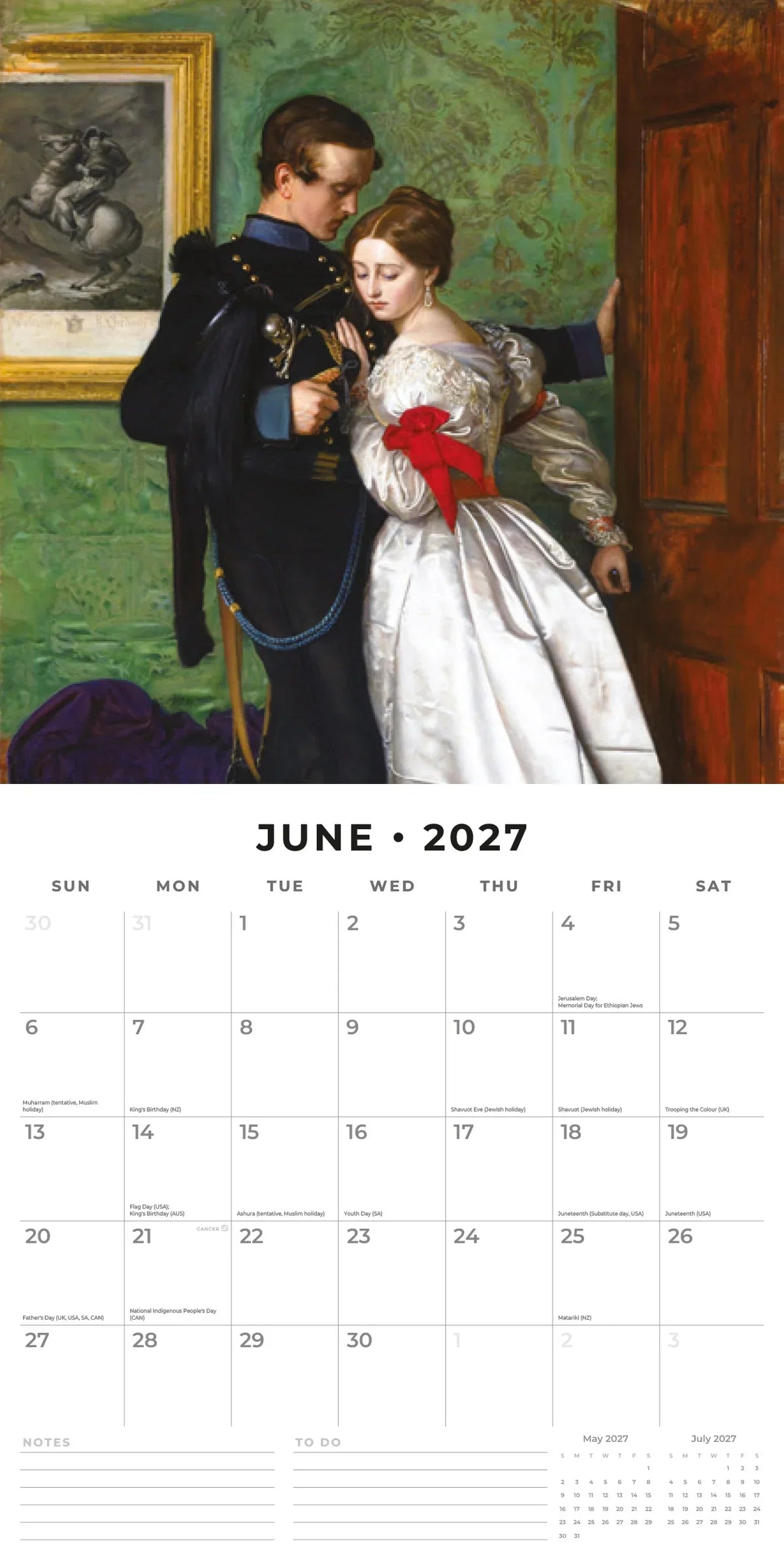 2027 Square Wall Calendar PreRaphaelites (RR271111)