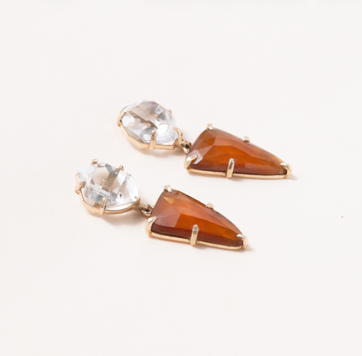 Citrine, Herkimer Diamond & 14K Gold Earrings