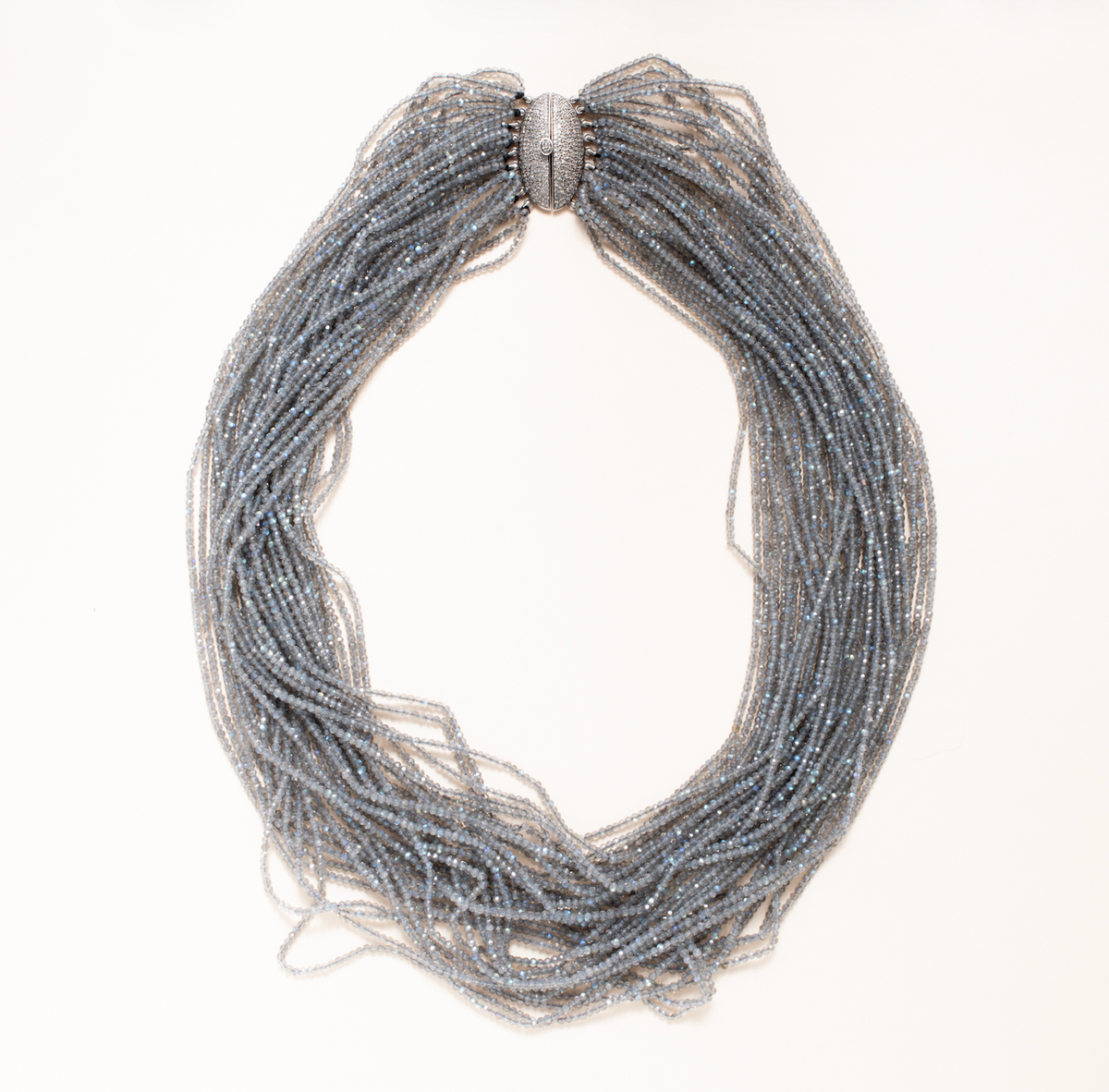 Labradorite Strands, Pave Diamond Clasp Necklace
