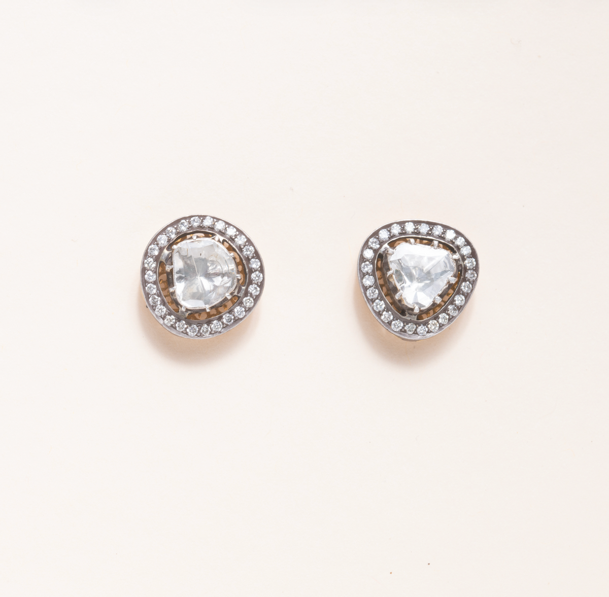Polki & Pave Diamond, Silver & Gold Studs