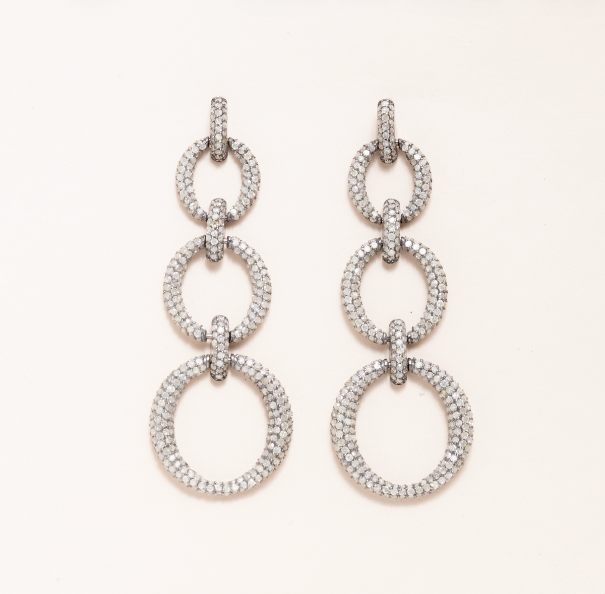 Diamond pave & Silver Earrings