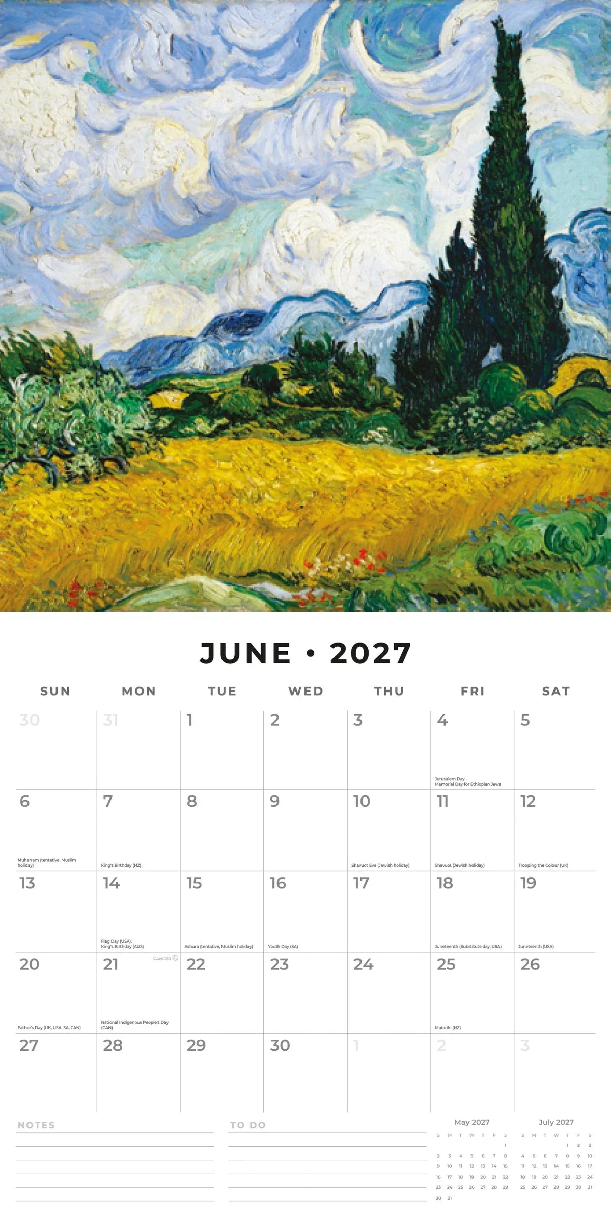 2027 Square Wall Calendar Vincent Van Gogh (RR271117)