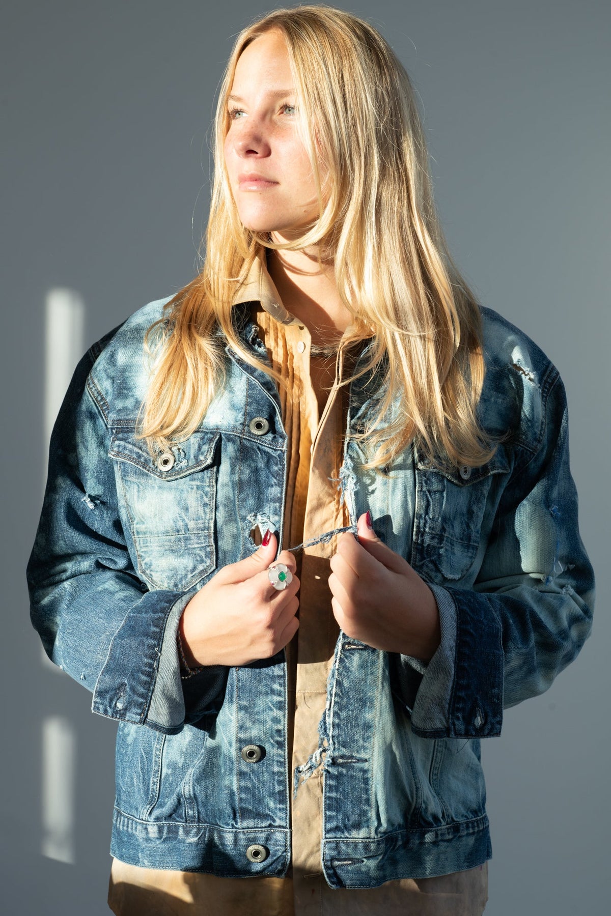 Patricia Larsen Distressed Jean Jacket