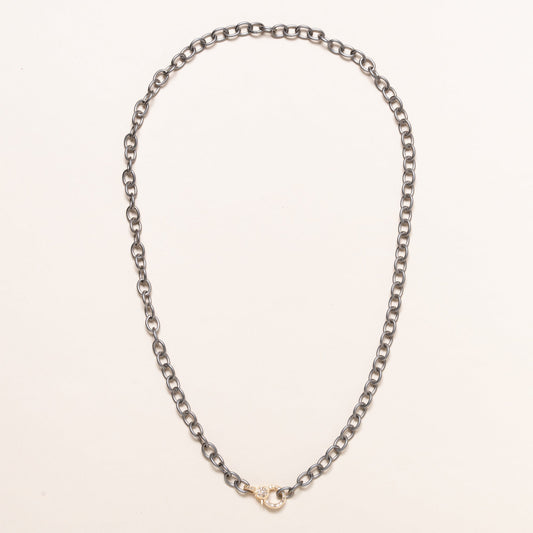 18" Silver Chain with Gold Diamond Clasp