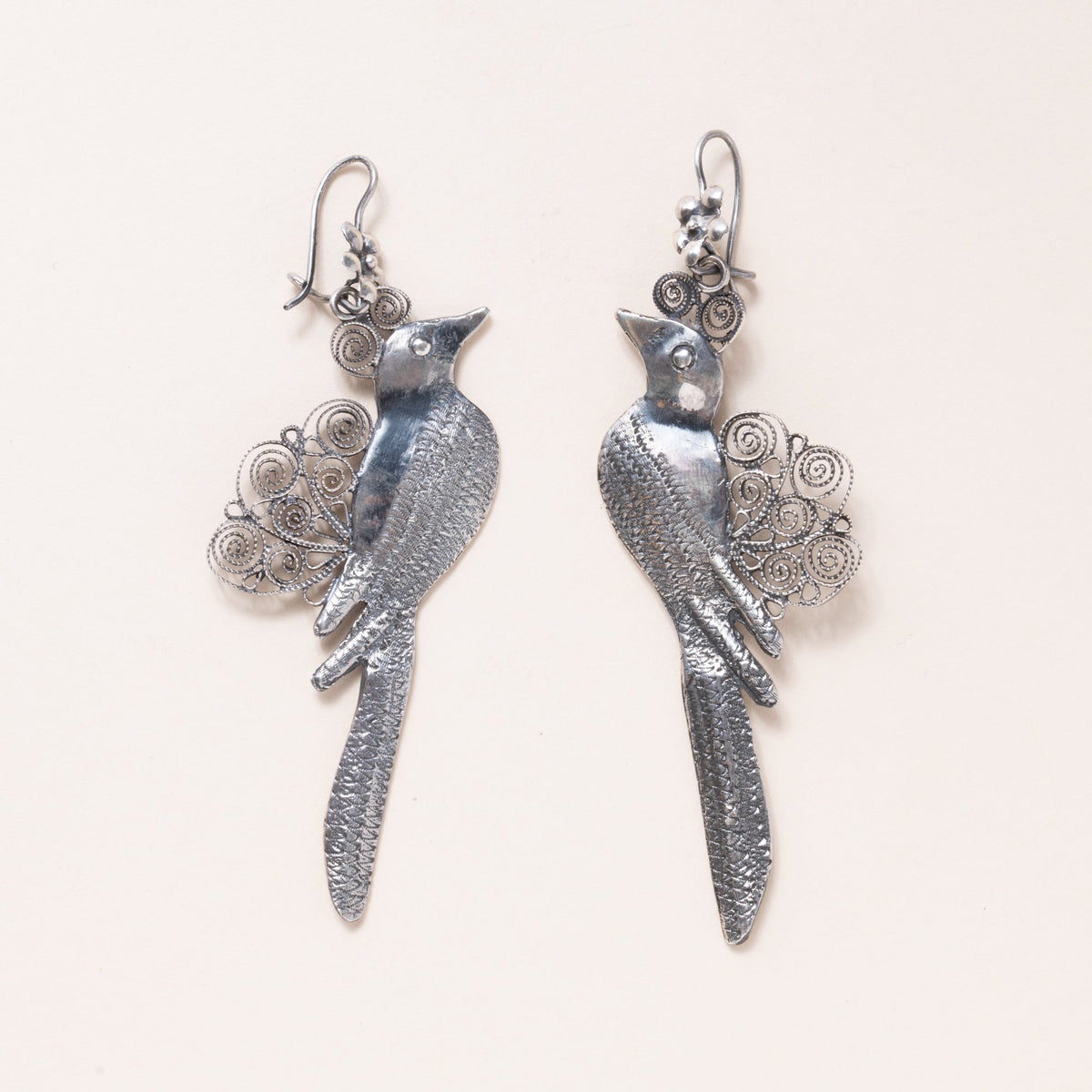 Silver Large Bird Earrings